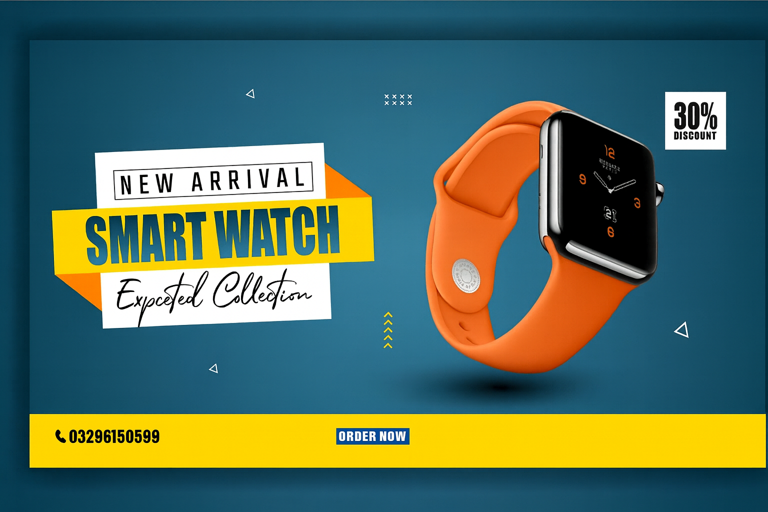 Modern smart watch advertisement banner for online store