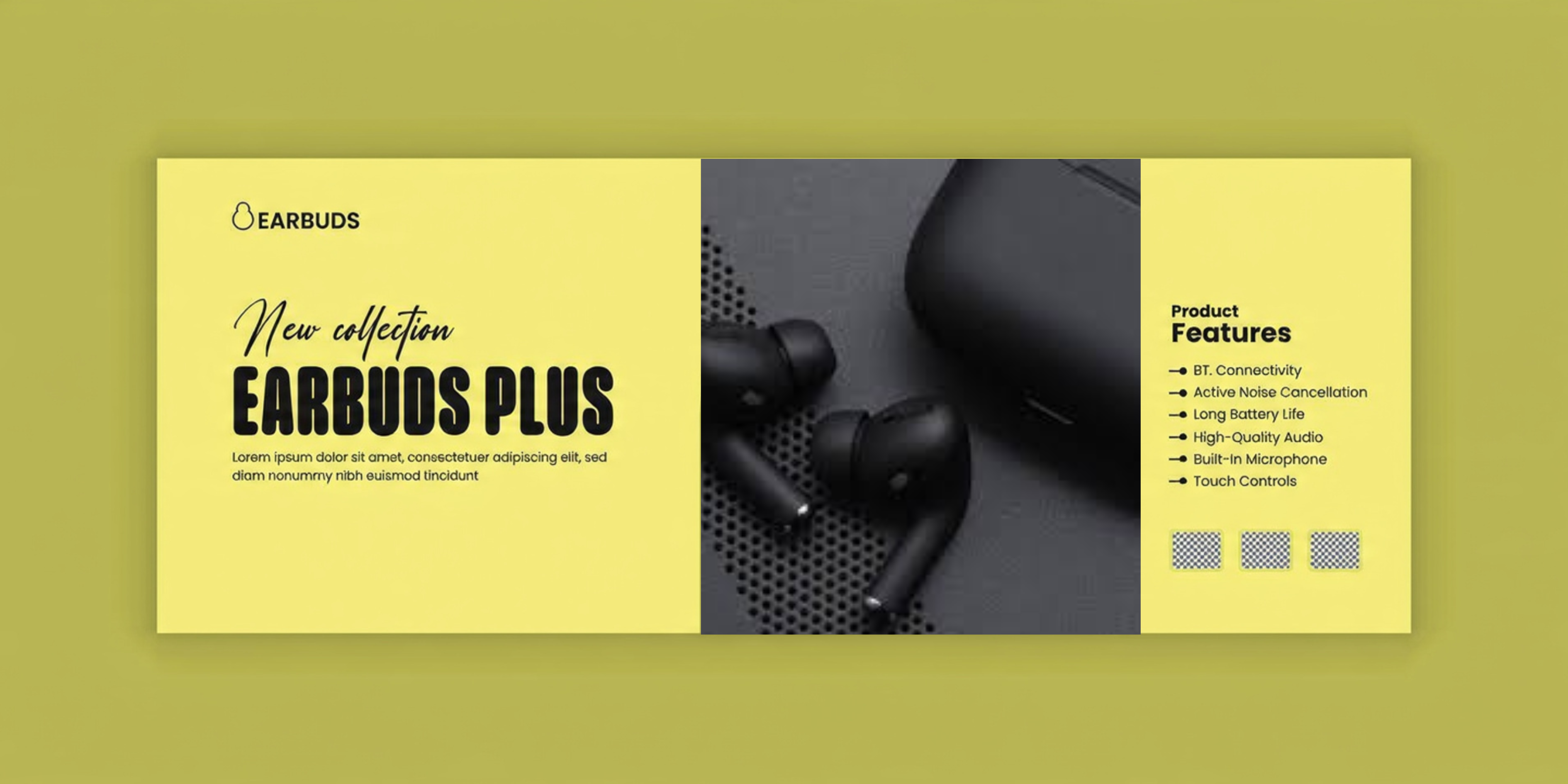 Wireless earbuds promotional banner for online store
