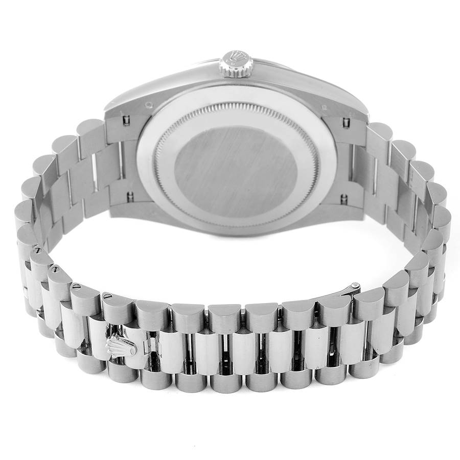 White Rolex Chain Strap Watch with Black Dial and Day Display